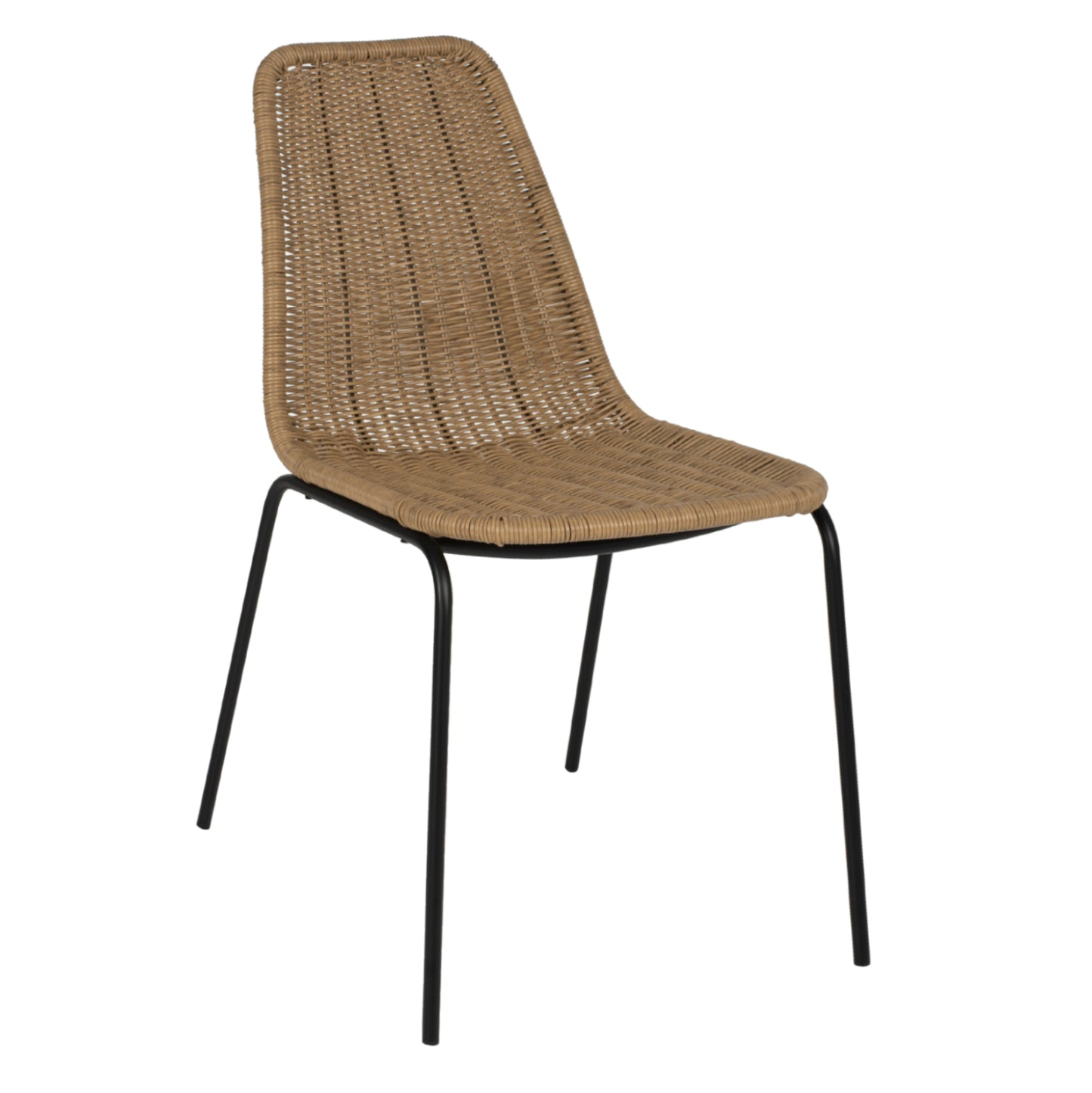 CHAIR PROFESSIONAL HM5867.01 METAL BLACK WITH RATTAN NATURAL 43.5x63x82Hcm. image 1
