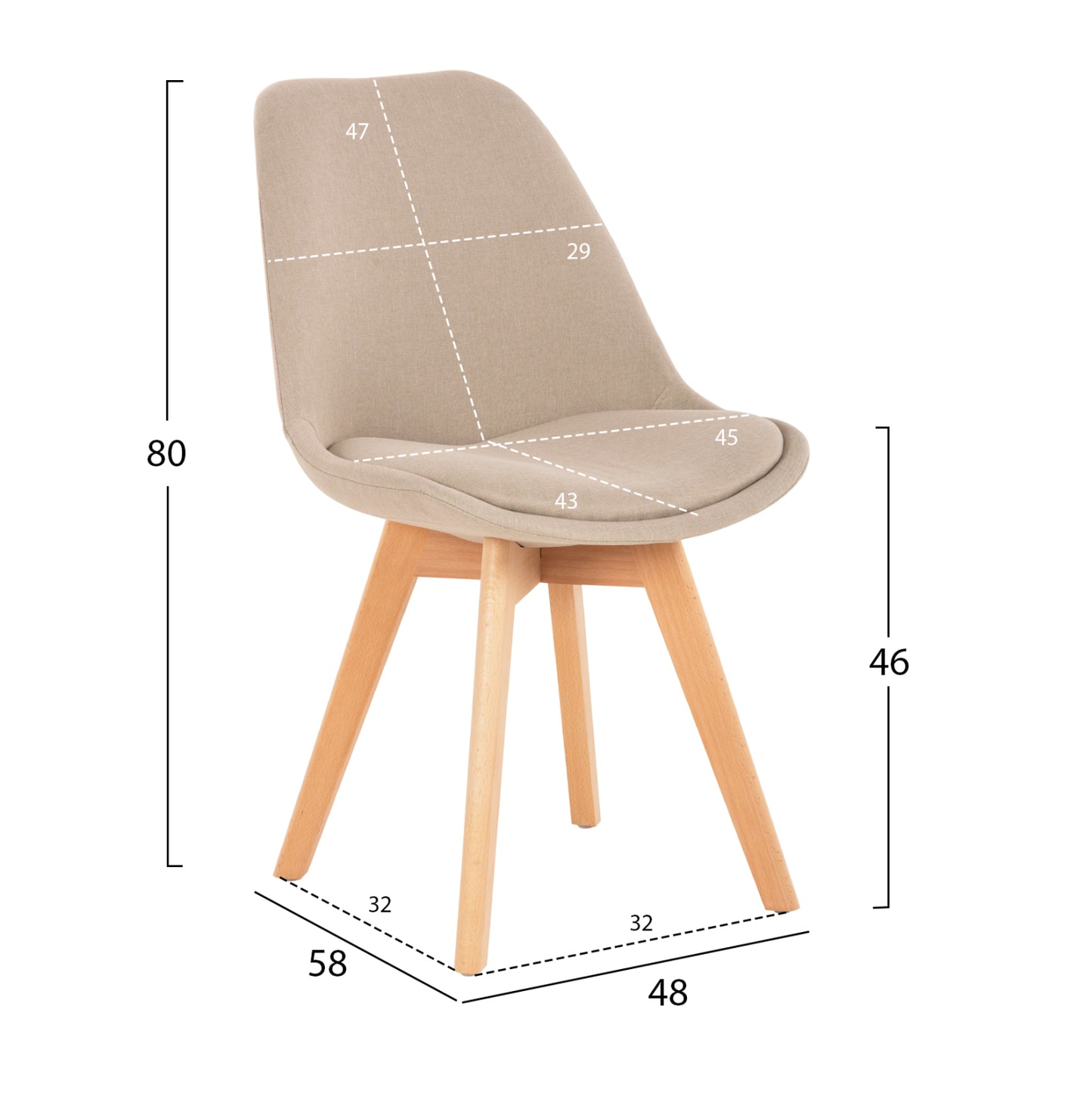 Стол за Трапезария Вегас с Бежова Тапицерия 48Χ58Χ80H cm