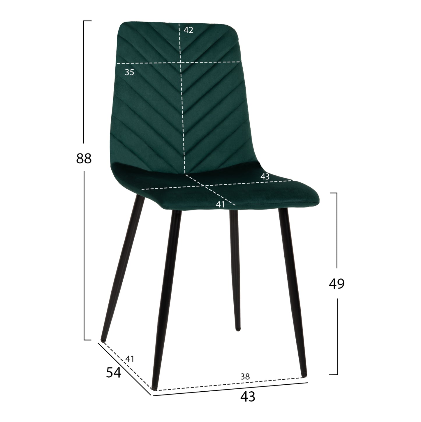 ДDining Chair Latrell ВЕЛВЕТ В ЦВЯТ КИПАРИС 43x54x88Hcm