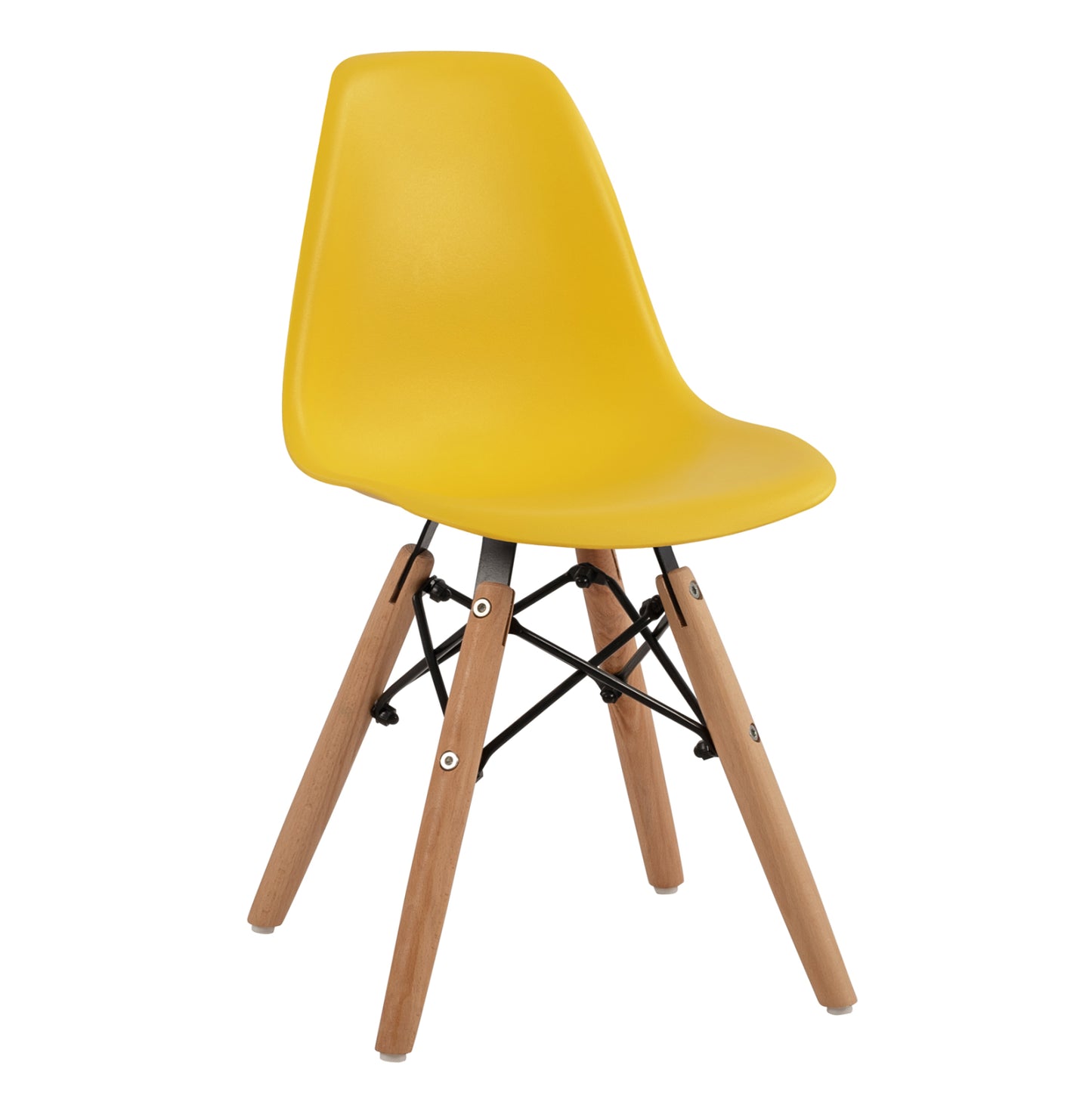 Chair Twist Kid HM8453.04 with wooden legs & seat Yellow PP 30,5x33x59 cm image 1