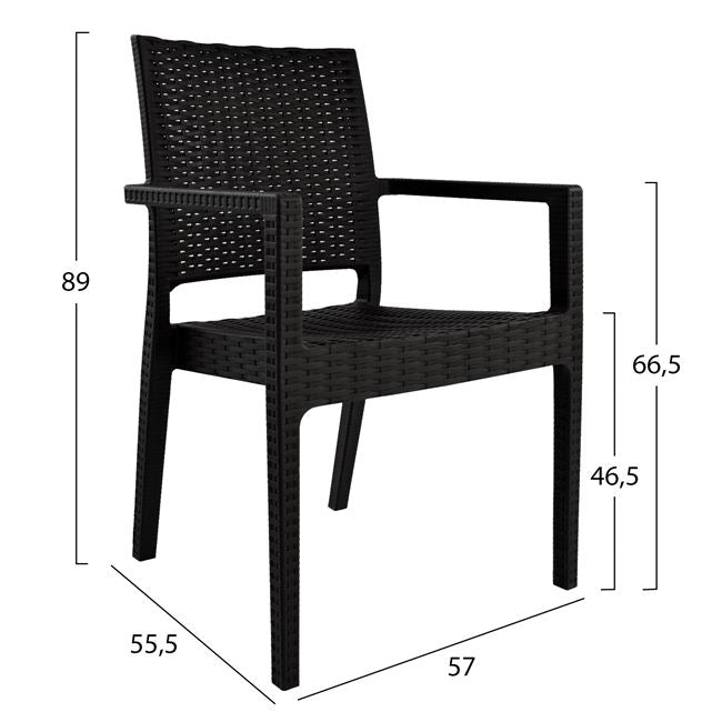 Chair with arms Polypropylene Dark Brown HM5134.02 57x55,5x89 cm