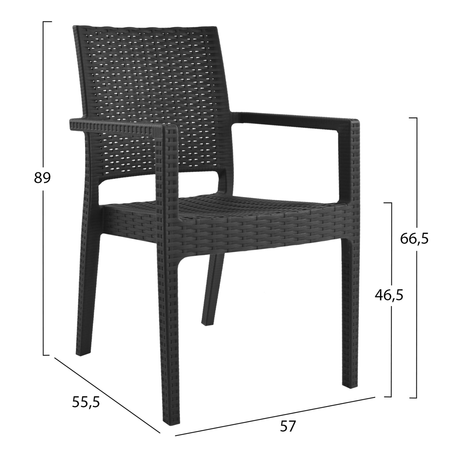 Chair with arms Polypropylene Dark Grey HM5134.01 57x55,5x89 cm