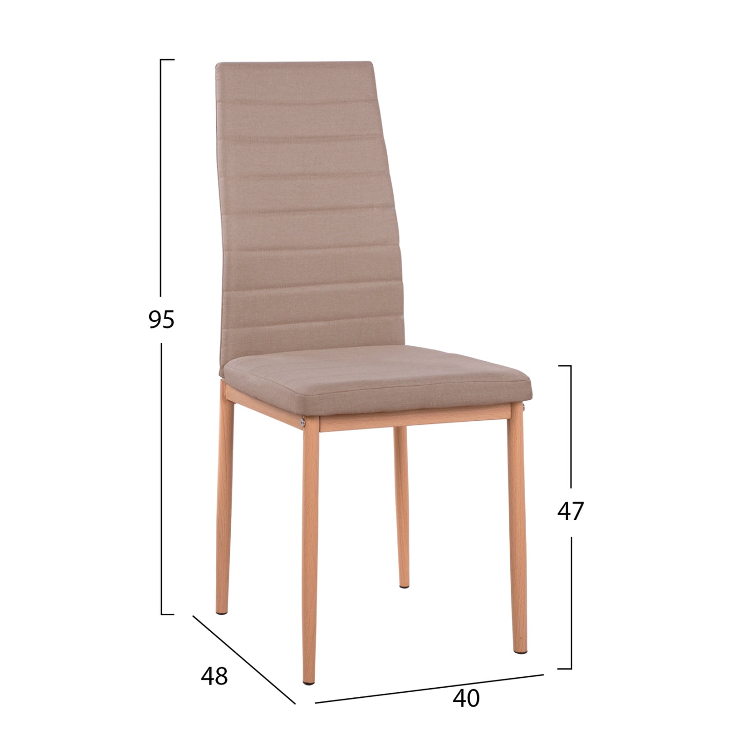 Метални Столове за Кухня с Бежова Тъкан 40x48x95 см