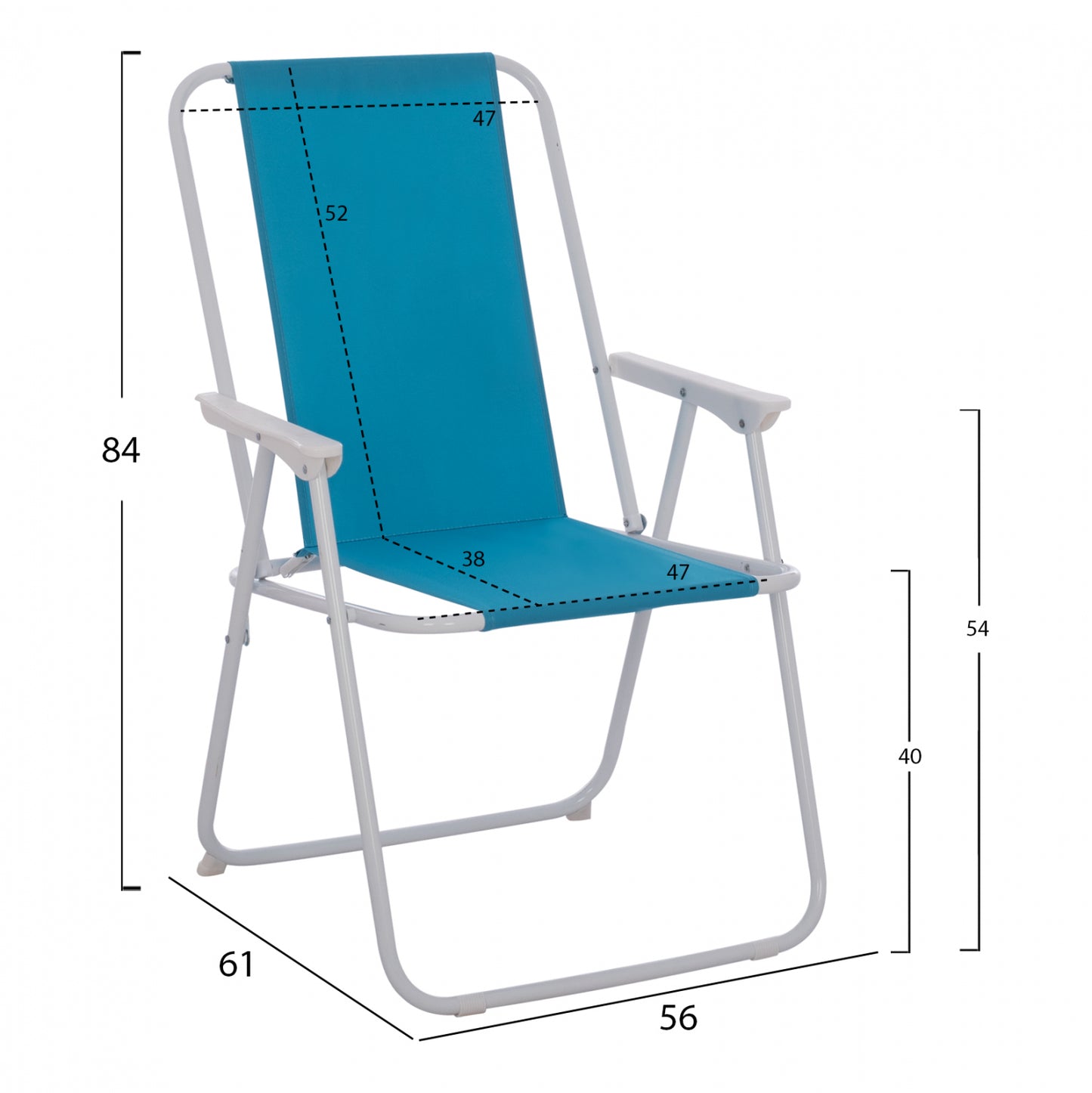 Beach chair with high back Foldable light blue HM5148 Metallic