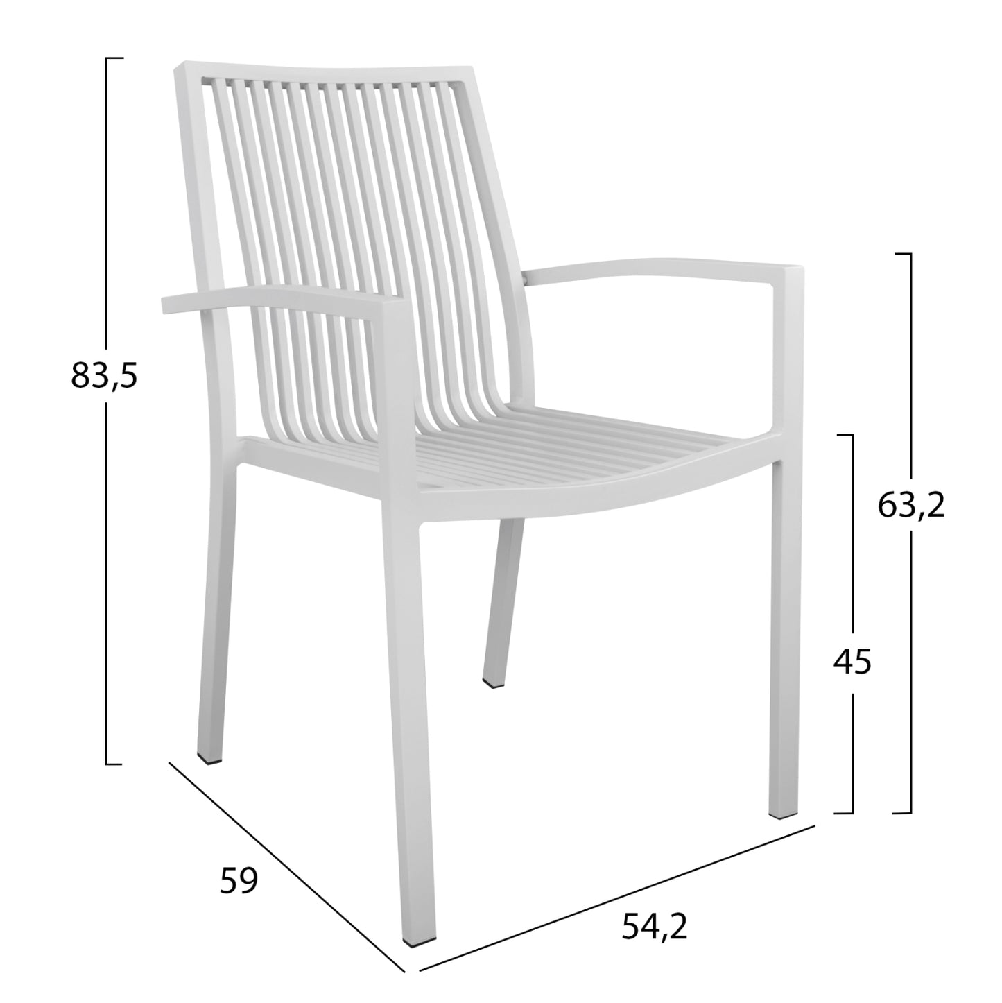 Aluminum armchair BRONCA White HM5130.01 54,2x59x83,5 cm