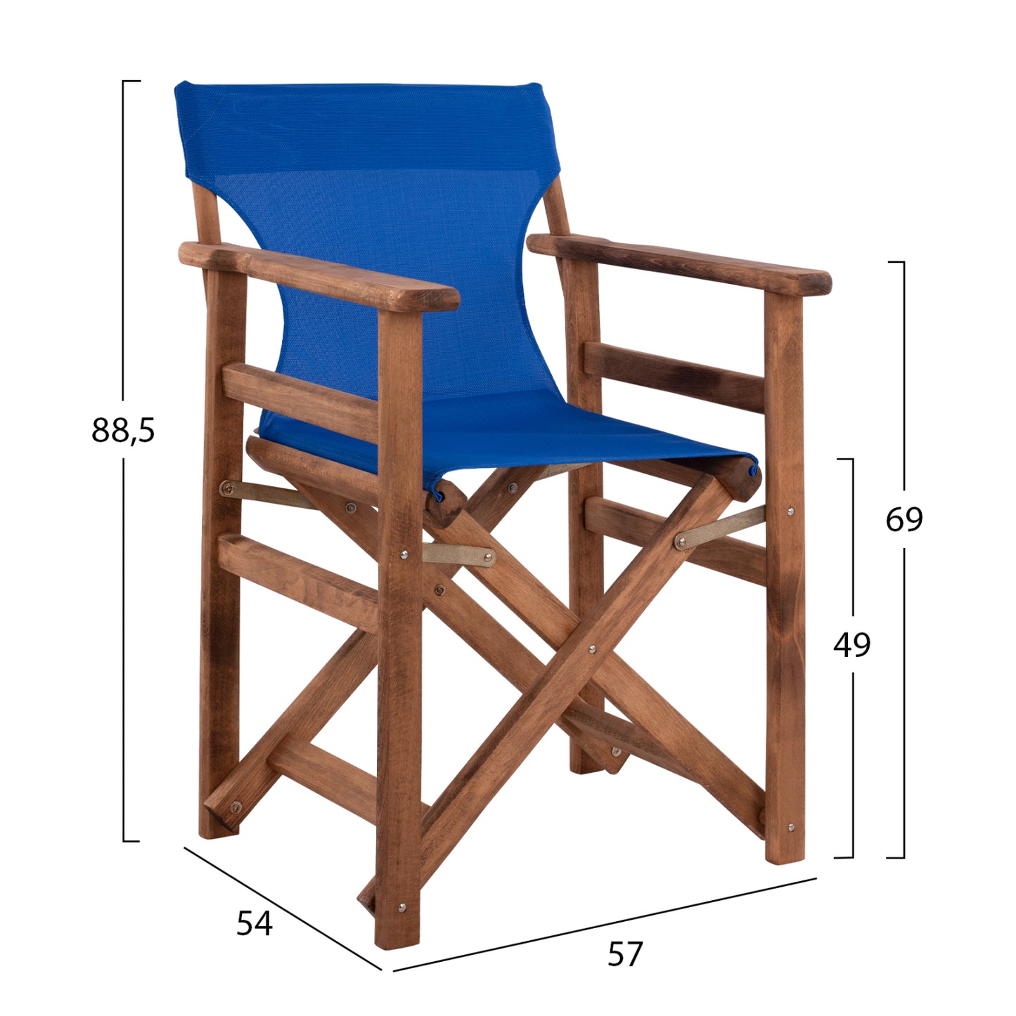 Director's chair Limnos Walnut with textline Blue HM10368.01
