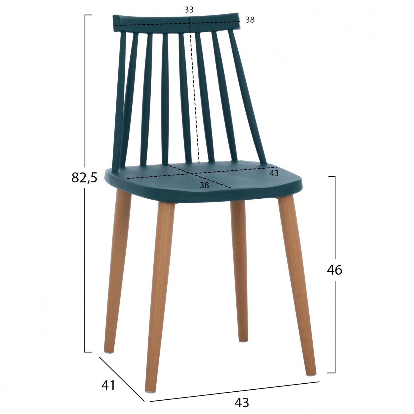 Модерен Д dining Chair Vanessa Blue с Метални Ножки 43x41x82,5 cm