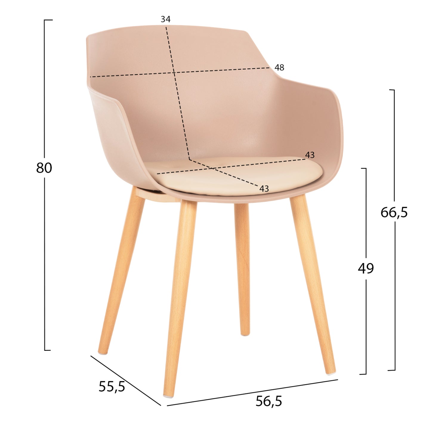 Модерна Дървена Столче ЛУСИ с Метални Ноги 56x55.5x80Hcm