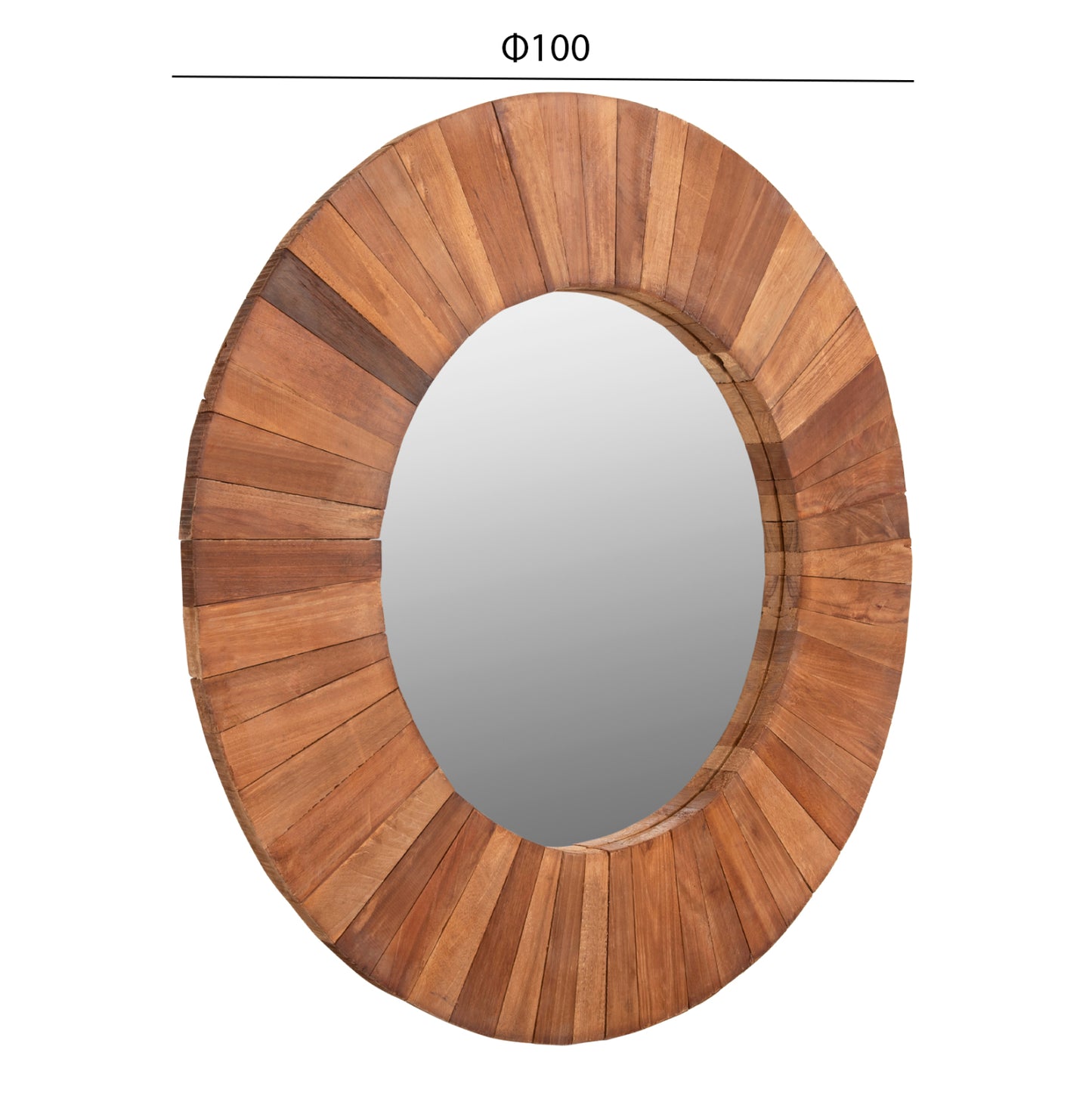 WALL MIRROR HM7726 RECYCLED WOOD NATURAL Φ100cm