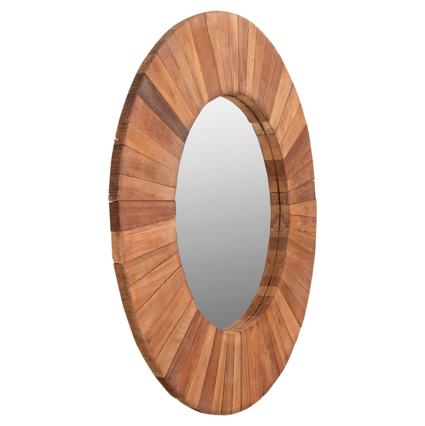WALL MIRROR HM7726 RECYCLED WOOD NATURAL Φ100cm