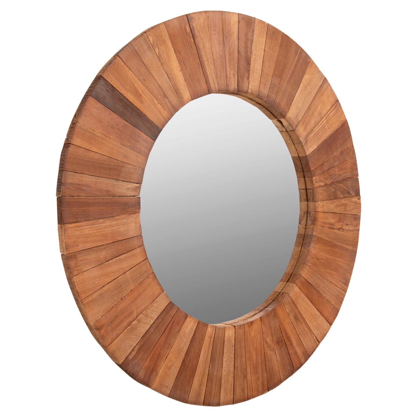 WALL MIRROR HM7726 RECYCLED WOOD NATURAL Φ100cm image 1