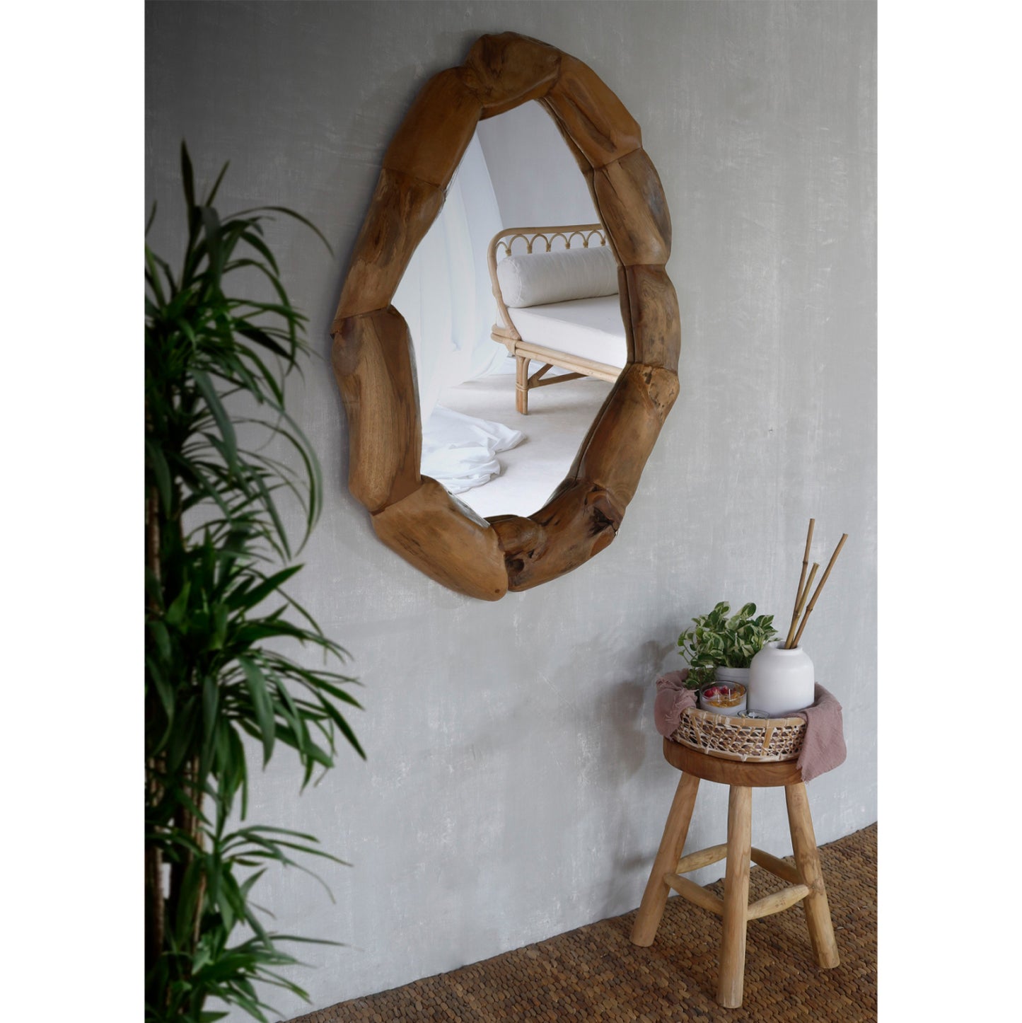 MIRROR HM9359 SOLID TEAK NATURAL COLOR 100X70H