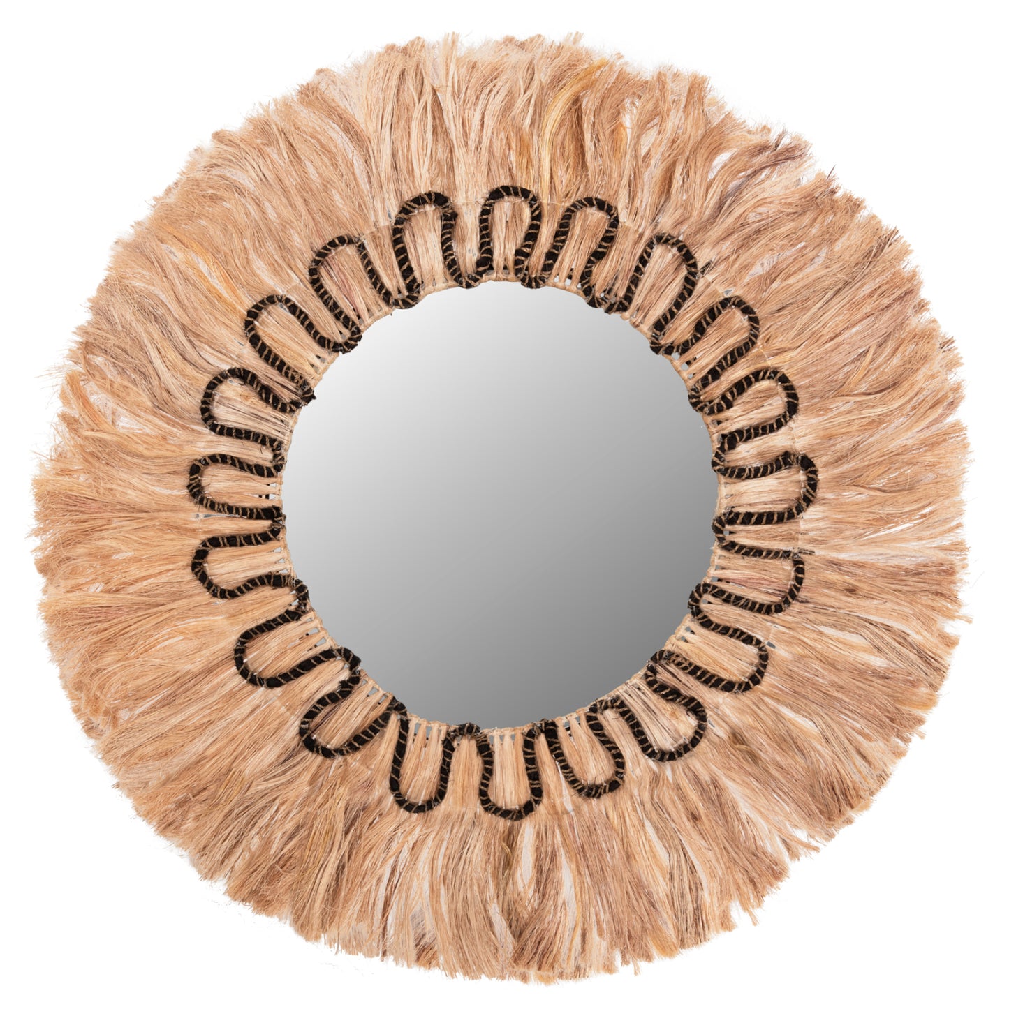 MIRROR ROUND WITH ABACA FIBERS FRAME NATYRAL-BLACK COLOR Φ100cm.HM7749 image 1