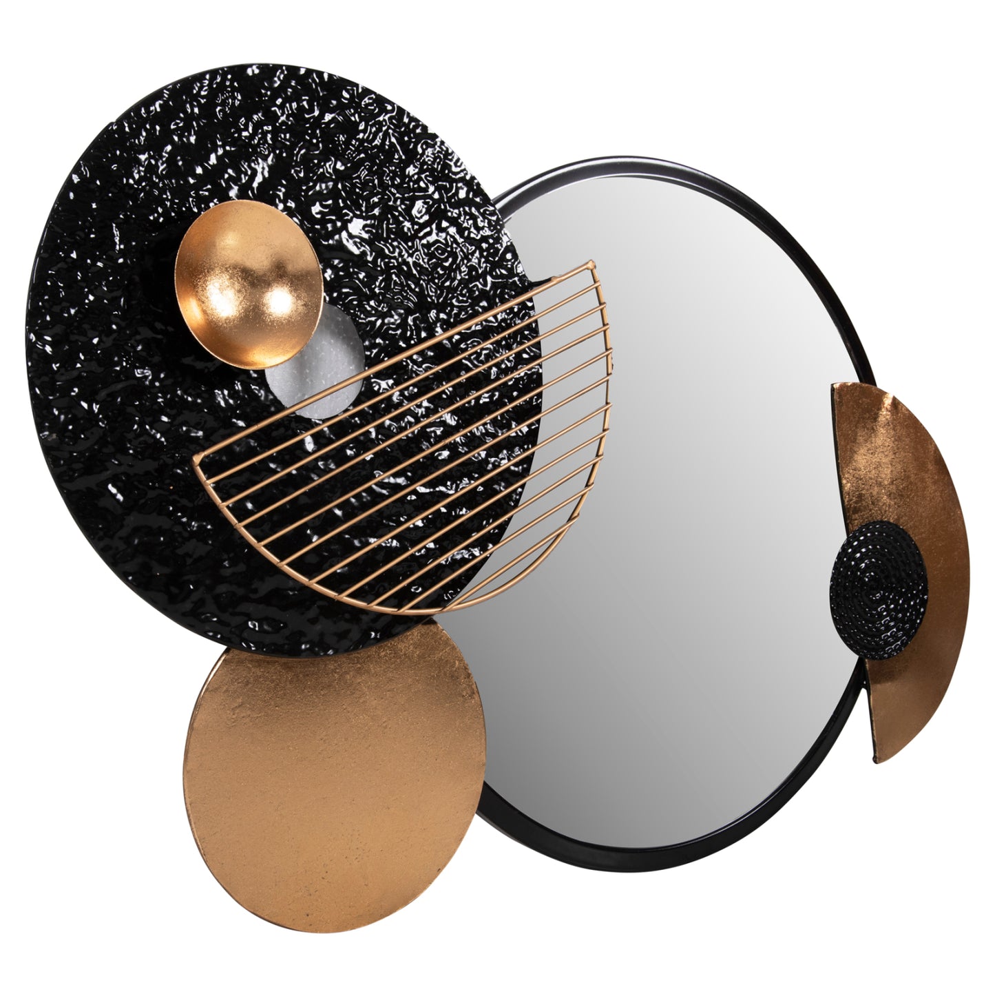 WALL MIRROR HM4211 METAL IN BLACK-GOLD 82x8x52Hcm.