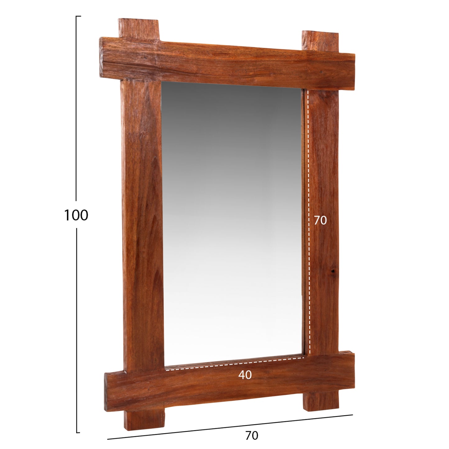 WALL MIRROR HM4303 RECYCLED TEAK IN NATURAL COLOR 70x100Hcm.