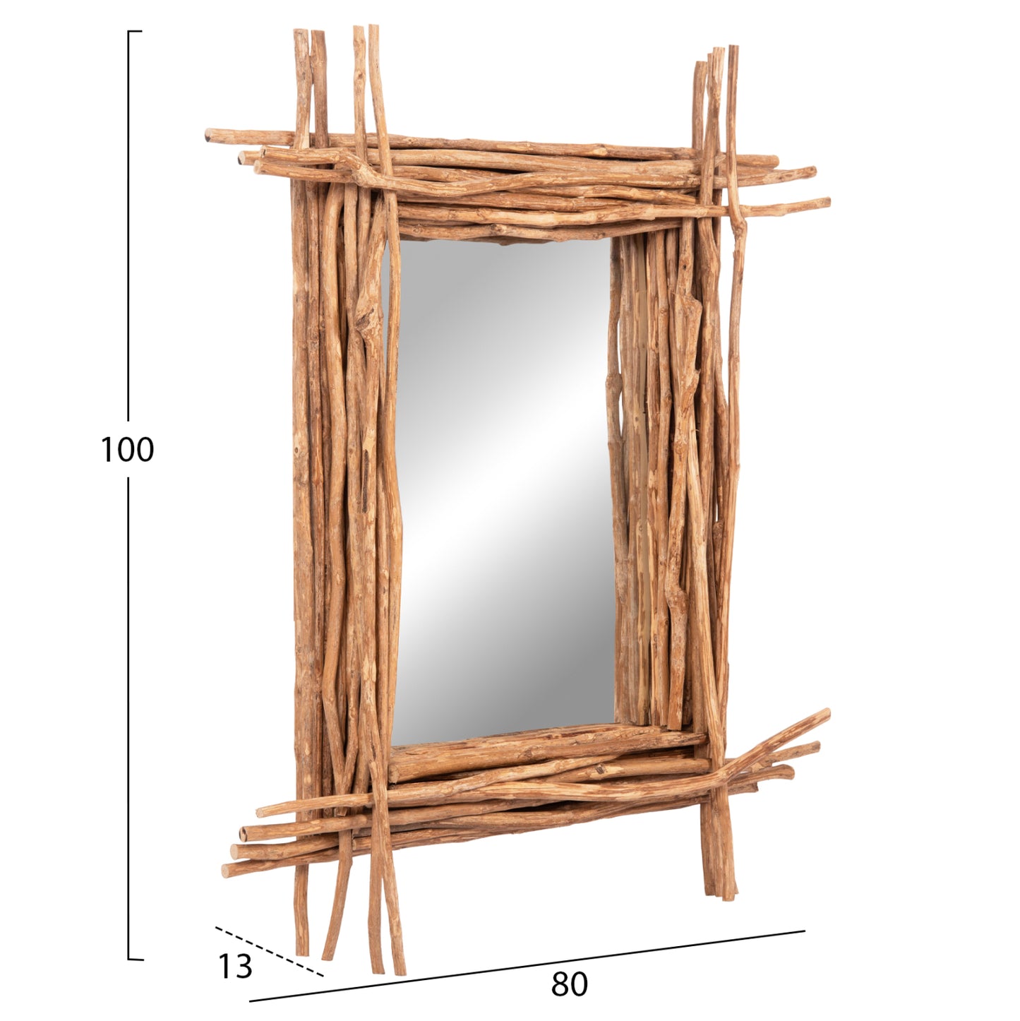 WALL MIRROR TWIGGER HM4442 DRIFTWOOD IN NATURAL COLOR 80x15x100Hcm.