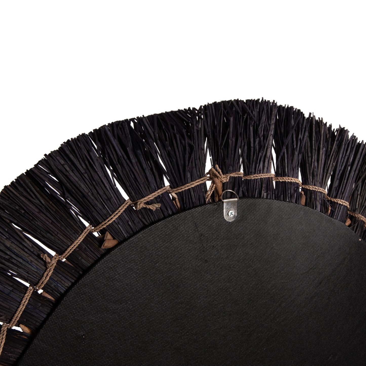 WALL MIRROR ROUND HM7832 MENDONG GRASS FRAME IN BLACK&NATURAL COLOR Φ70cm.