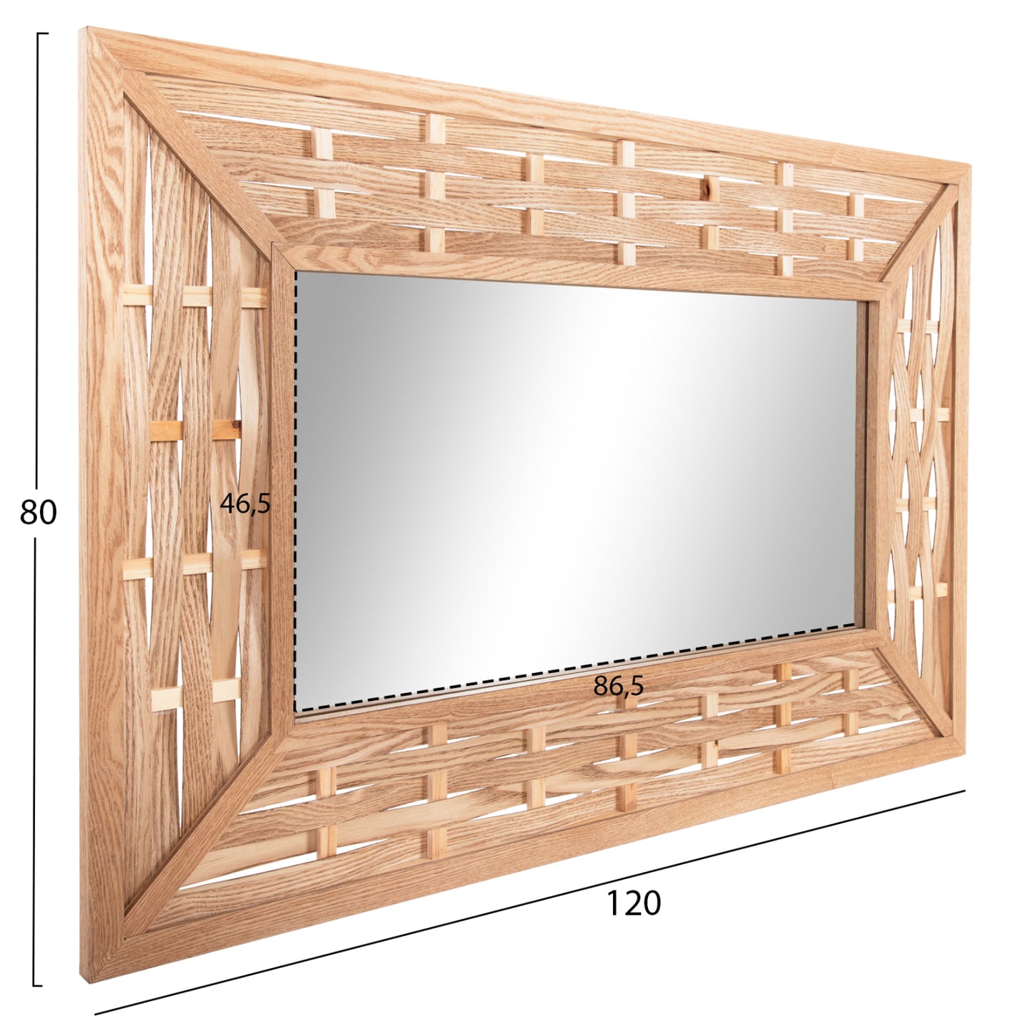 WALL MIRROR RECTANGULAR HM4225 BAMBOO IN OAK COLOR 120x2,5x80 cm.