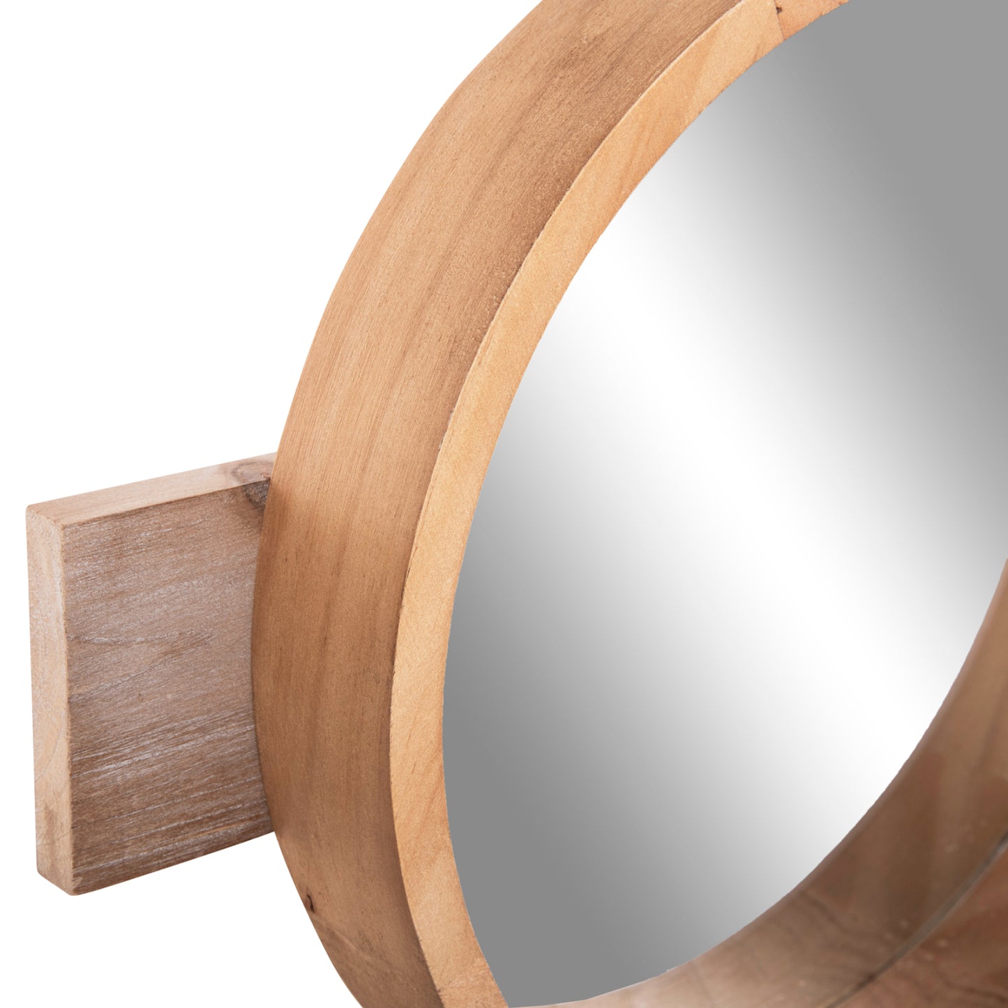 WALL MIRROR ROUND SCUTTLE HM4222 FIR WOOD & MDF-BLACK METAL 80x6,5x30,5Hcm.