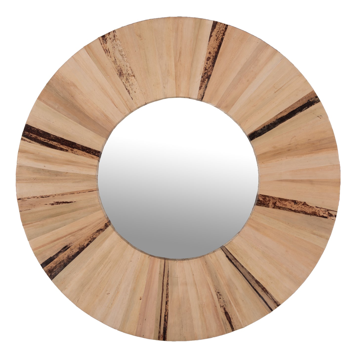 WALL MIRROR ROUND HM7838 DRIED PALM LEAF FIBER FRAME IN NATURAL COLOR Φ80x4cm.