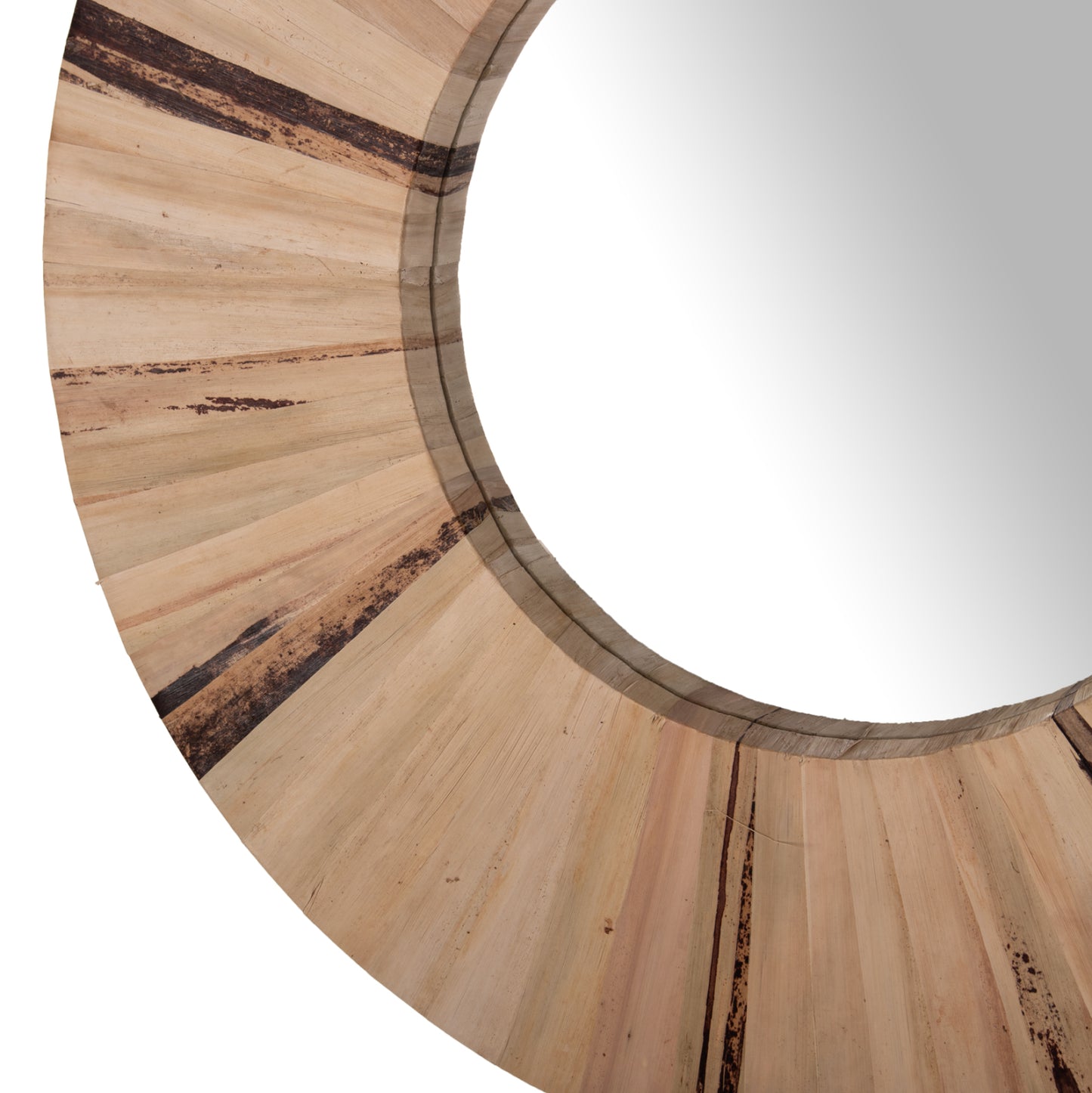 WALL MIRROR ROUND HM7838 DRIED PALM LEAF FIBER FRAME IN NATURAL COLOR Φ80x4cm.