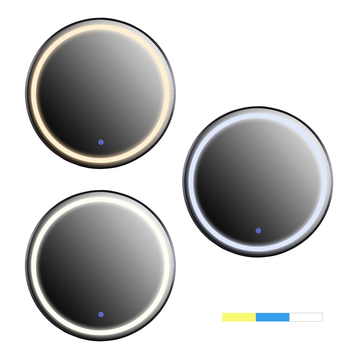 WALL MIRROR ROUND HM9579.01 ALUMINUM IN BLACK-LED LIGHT Φ60x3cm.