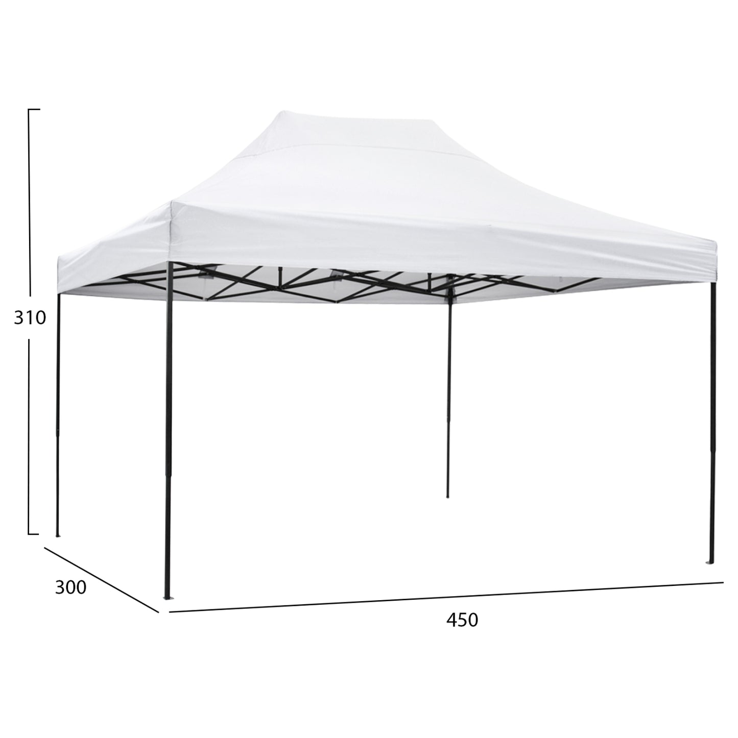 GAZEBO MATTHEW HM6311 FOLDABLE-METAL BLACK FRAME-WHITE SHADE 3x4.5x3.10Hm