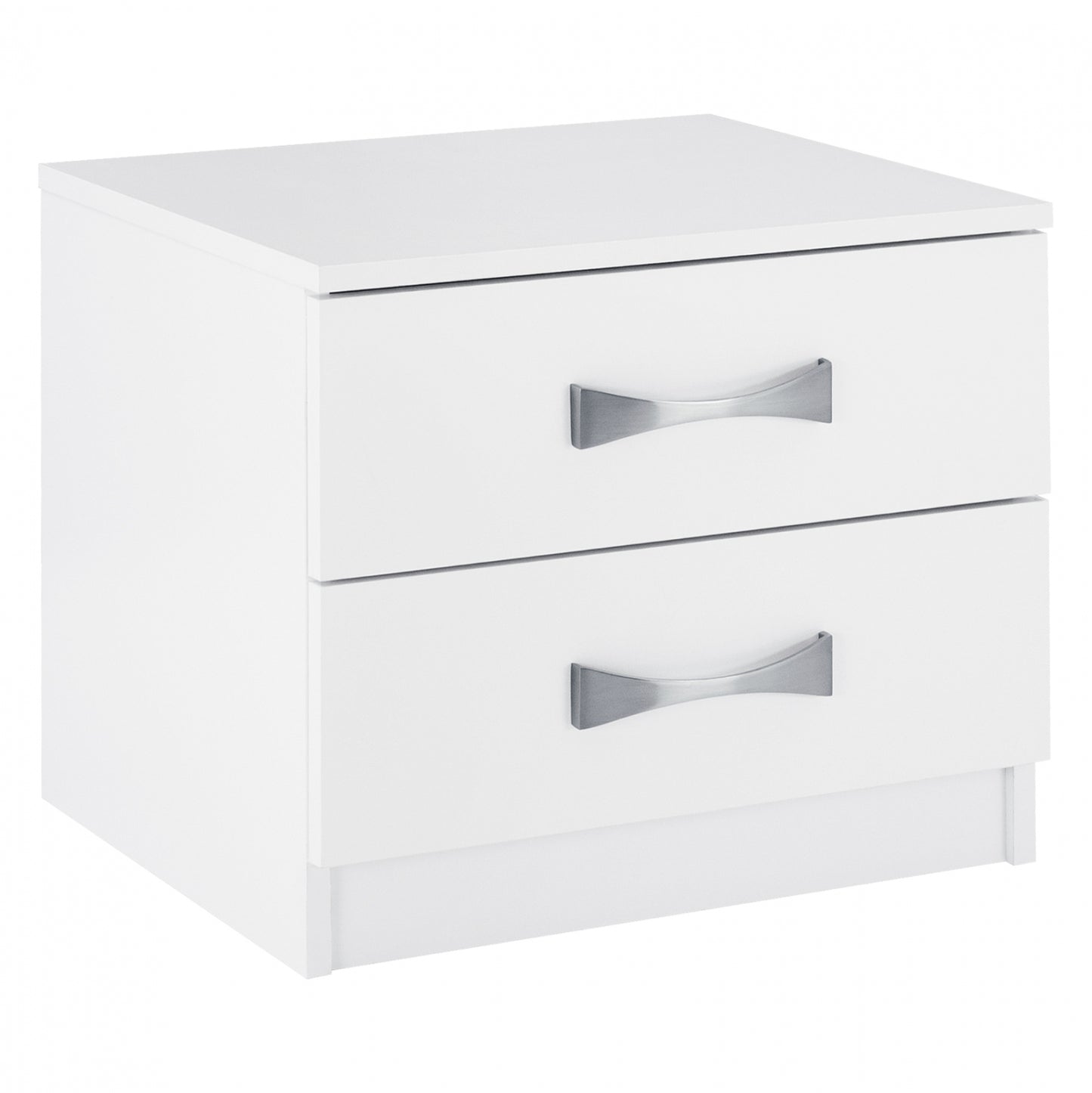 NIGHT STAND WITH 2 DRAWERS AND SILVER HANDLE HM2235.05 ΛΕΥΚΟ 48x40,5x41,5Ycm. image 1