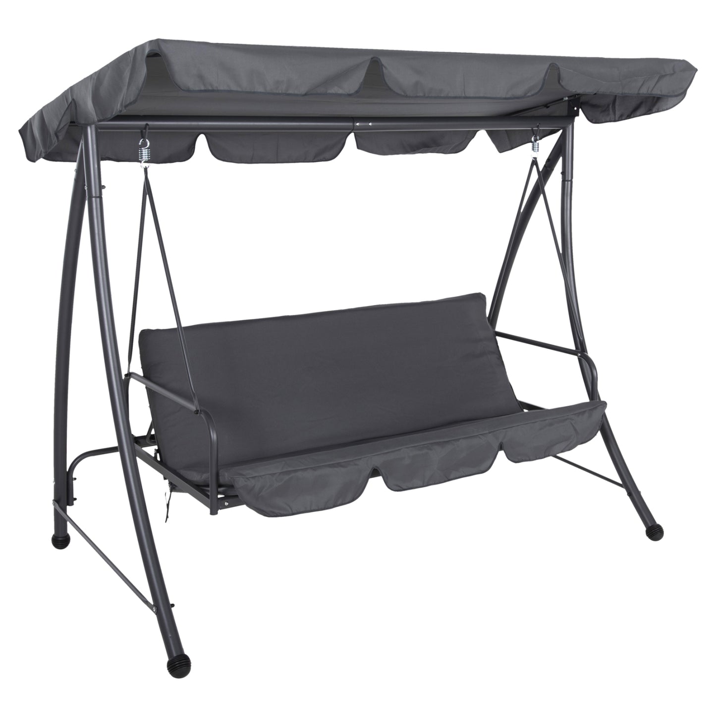 PORCH SWINGER-BED 3-SEATER WITH SUNSHIELD LIKID HM5980.01 METAL FRAME&FABRIC IN GREY 200x120x164Hcm. image 1