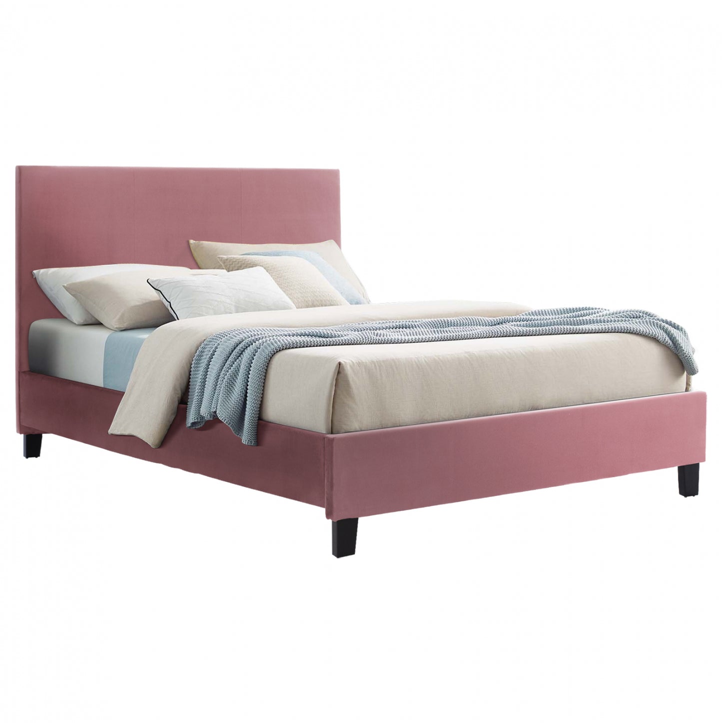 DUSTY PINK VELVET BED HM553.12 FOR MATTRESS 150x200 CM. image 1