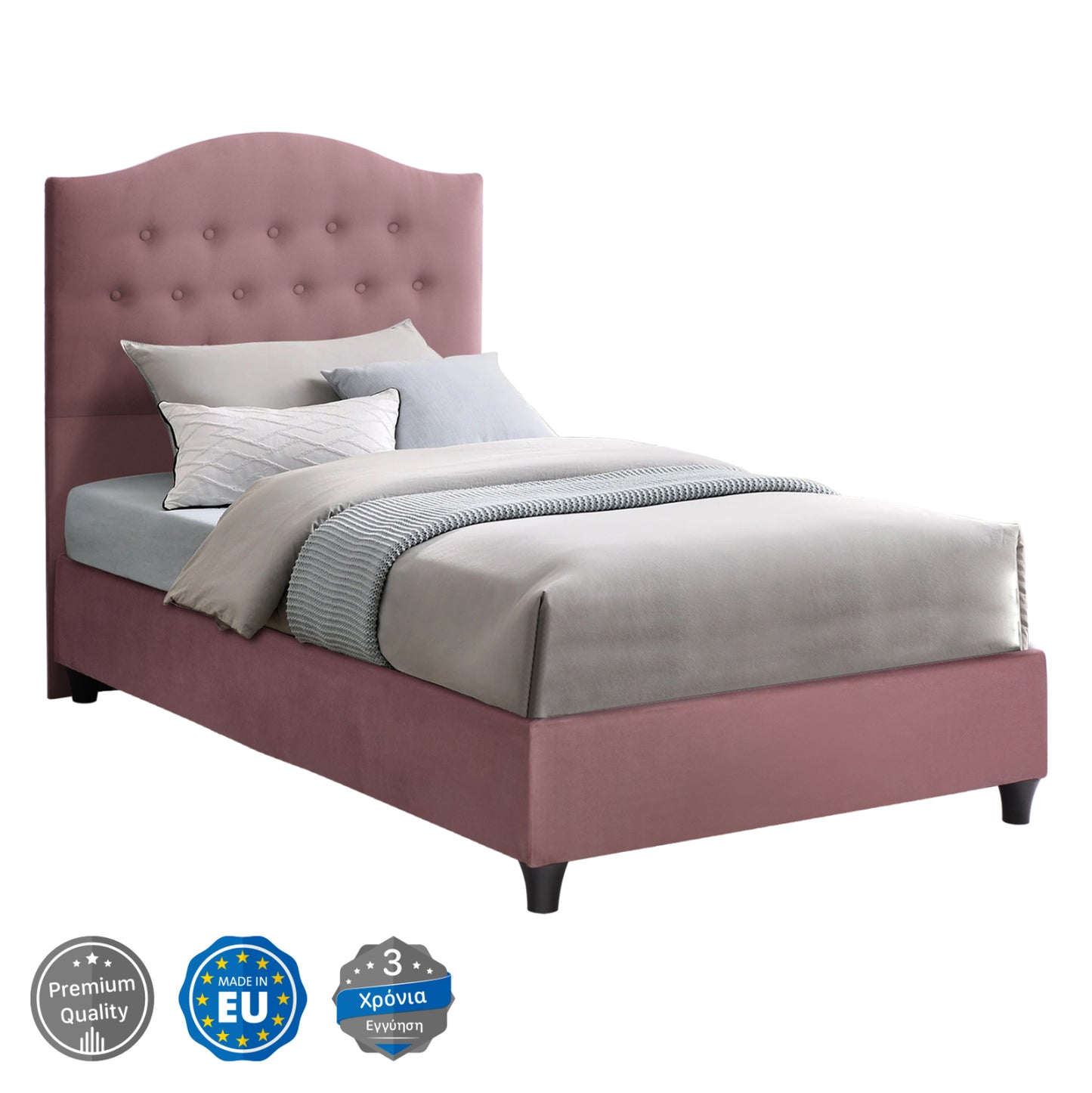 HM651.12 bed MALENA, dusty pink velvet, 90x200 image 1