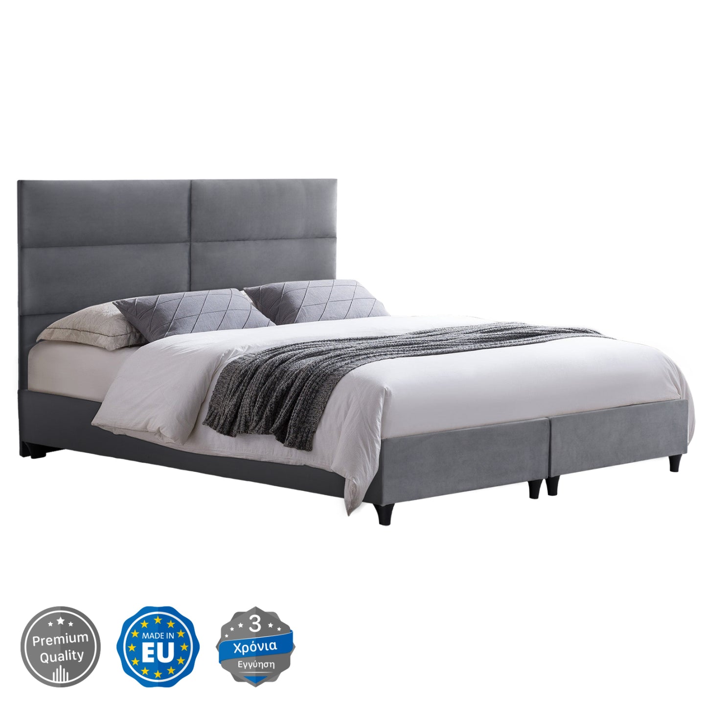 GRAY VELVET BED MILO HM628.10 FOR MATTRESS 180x200 cm. image 1