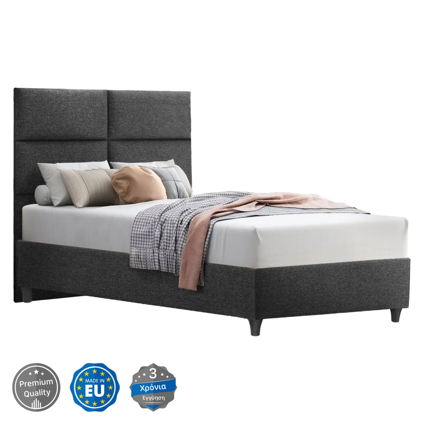 HM646.01 bed MILO, grey fabric, 120x200cm image 1