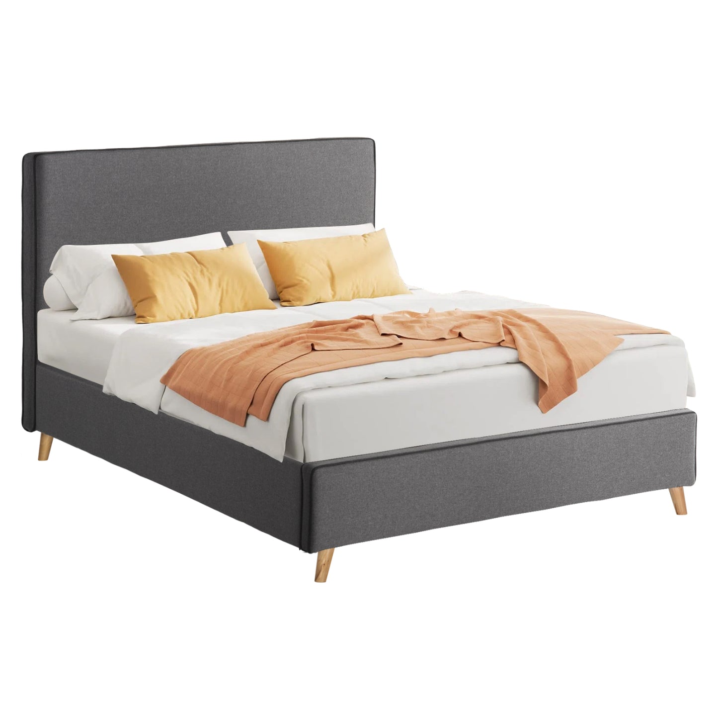 BED MAYLIN HM598.10 GREY FABRIC & DARK GREY RAIL FOR MATTRESS 120x200cm. image 1