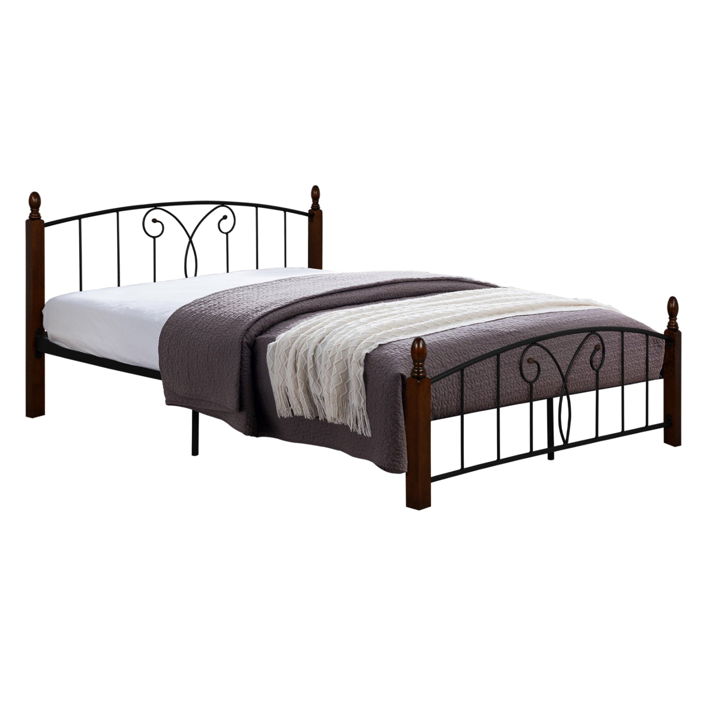 Double Bed Suzie HM585 for mattress 150x200cm, Metal-Wood image 1