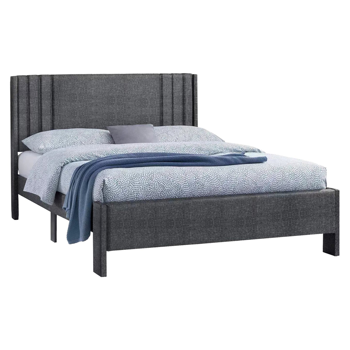 DOUBLE BED CREDENCE HM685.01 GREY FABRIC FOR MATTRESS 160X200cm. image 1