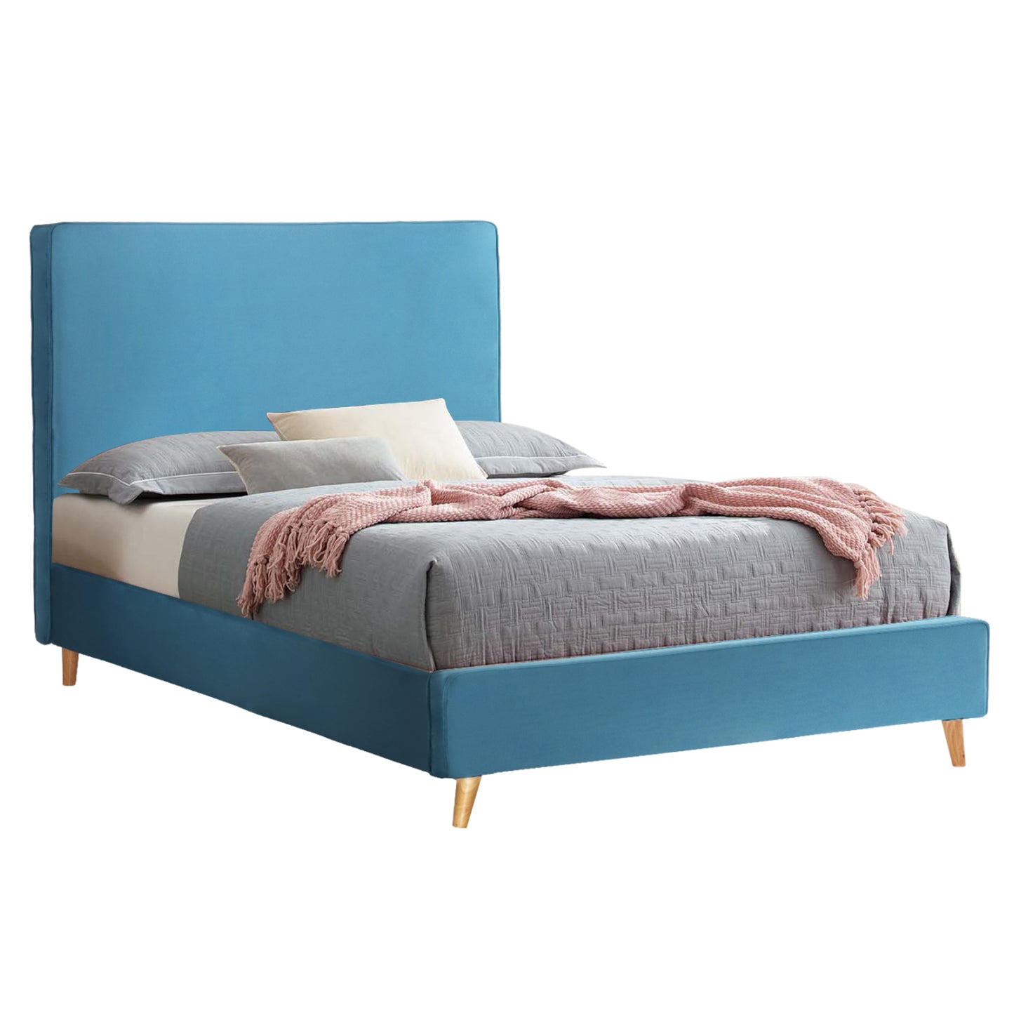 BED MAYLIN HM598.08 WITH BLUE-GREEN VELVET FOR MATTRESS 120x200cm. image 1