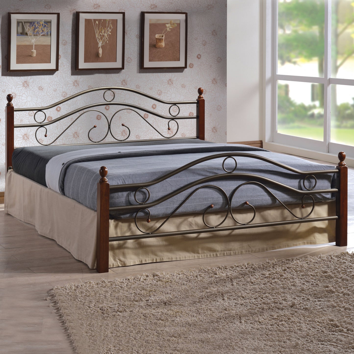 Bed Metallic-Wooden Celina HM311 150x200 cm image 1