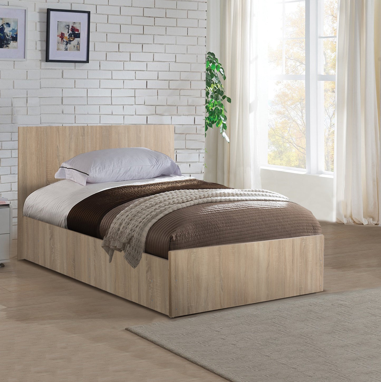 SINGLE BED 90X200 SONOMA OAK HM2433.01 image 1