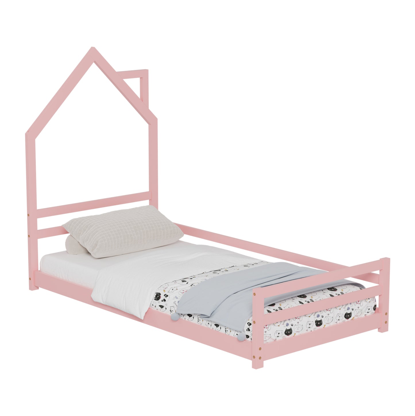 BED FOR KIDS HOUSER HM676.06 t.MONTESSORI SOLID PINE WOOD IN PINK- 190x90cm. image 1