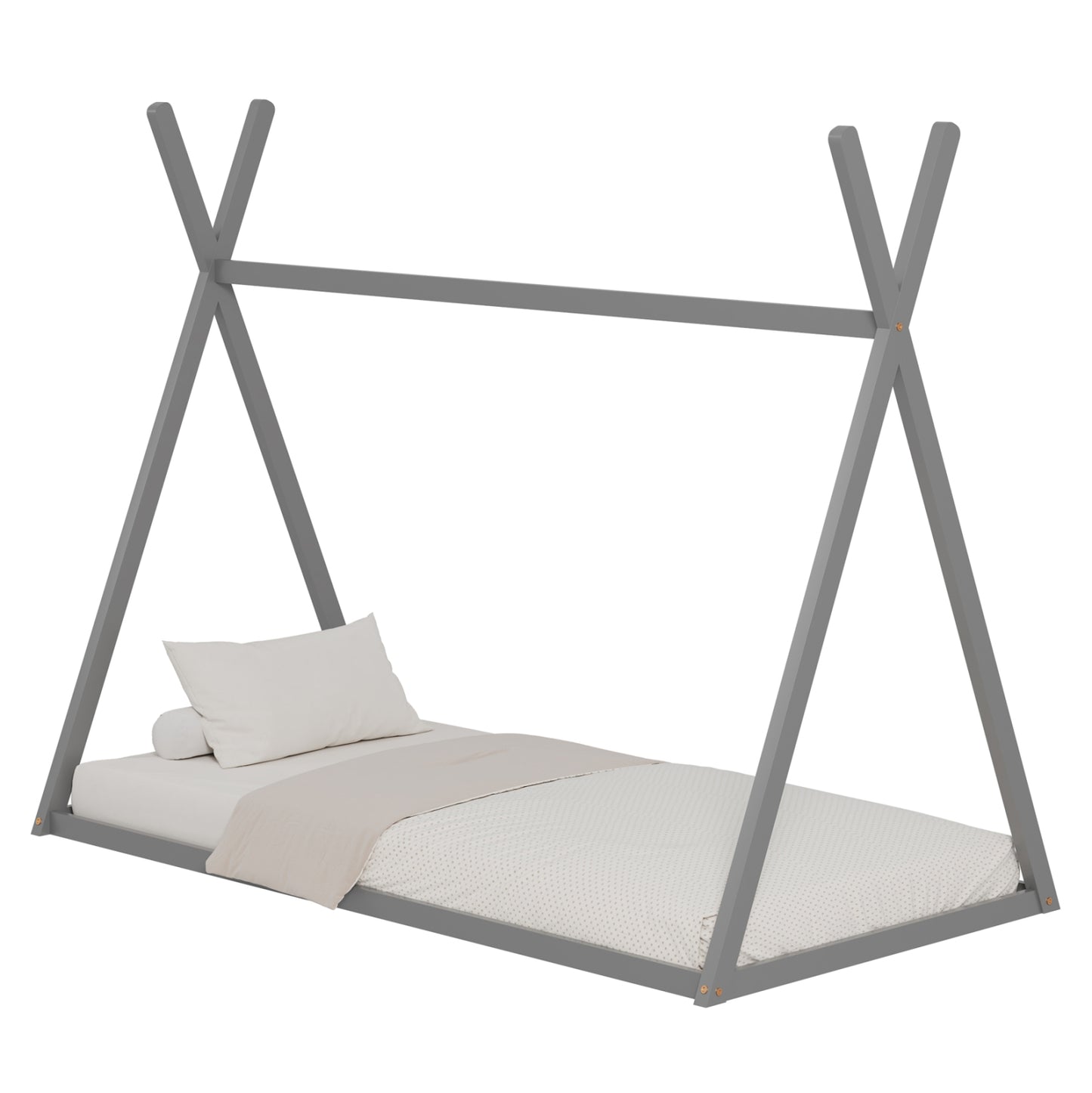 BED FOR KIDS MUNK HM681.05 t.MONTESSORI SOLID PINE WOOD IN GREY- 190x90cm. image 1