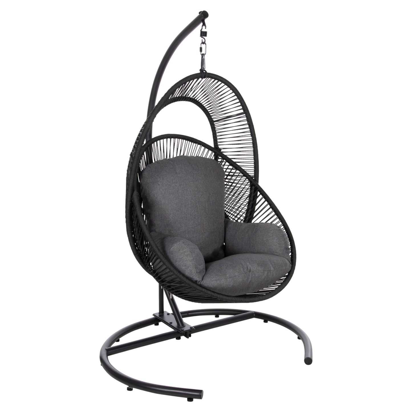 HANGING NEST RULER HM6083 BLACK METAL AND SYNTH.RATTAN-GREY CUSHIONS 120x110x190Hcm. image 1