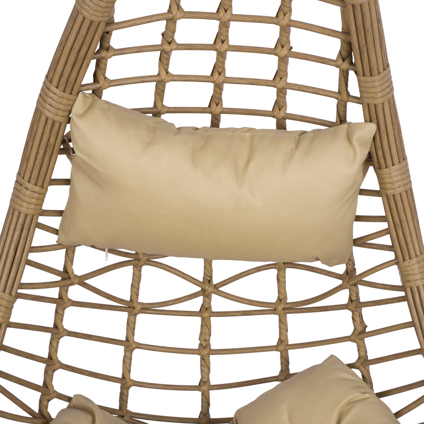 HANGING NEST LUCIA HM5676.01 BEIGE WICKER AND CUSHIONS - BLACK METAL Φ95Χ195Hcm.