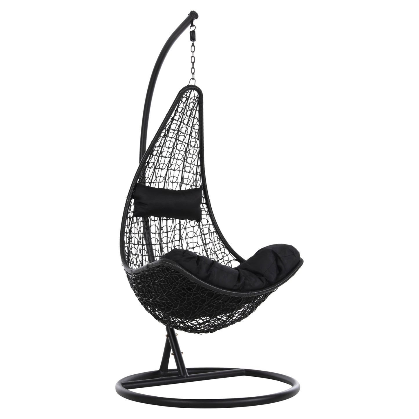 HANGING NEST MILLIE HM5996.02 METAL-SYNTHETIC RATTAN & CUSHIONS IN BLACK Φ95x195Hcm. image 1