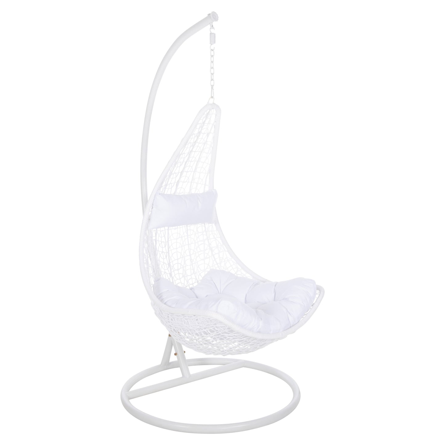 HANGING NEST MILLIE HM5996.03 METAL-SYNTHETIC RATTAN & CUSHIONS IN WHITE Φ95x195Hcm. image 1