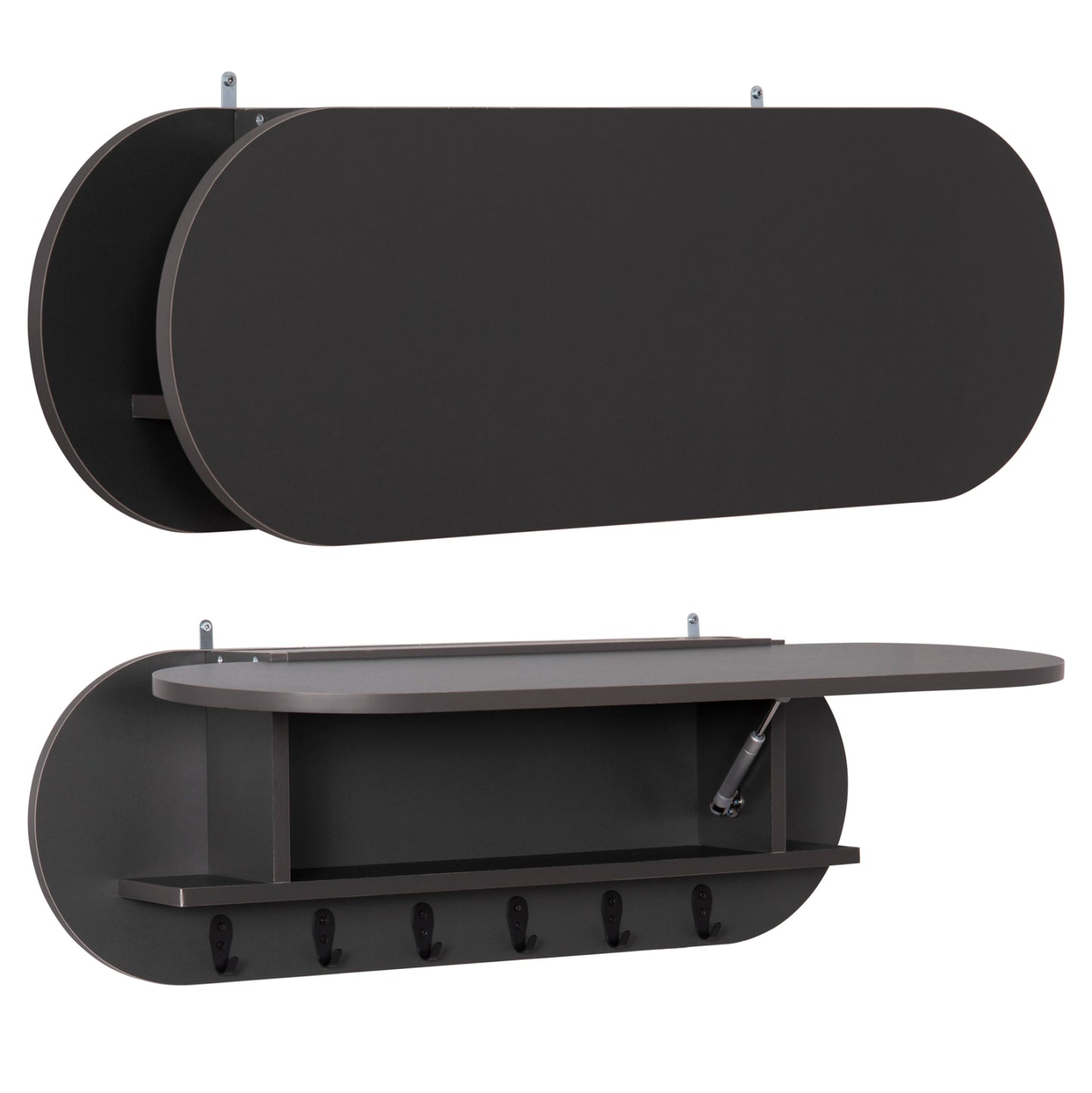 ENTRYWAY HANGER WITH CABINET SHELF STOR HM18078.03 MELAMINE IN DARK GREY 84x15.5x28.5Hcm. image 1