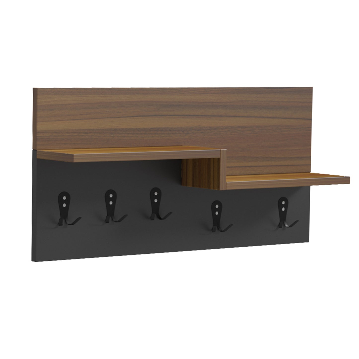 ENTRYWAY HANGER WITH SHELF NYDA HM18079.02 MELAMINE IN WALNUT-BLACK 65x13.2x31Hcm. image 1