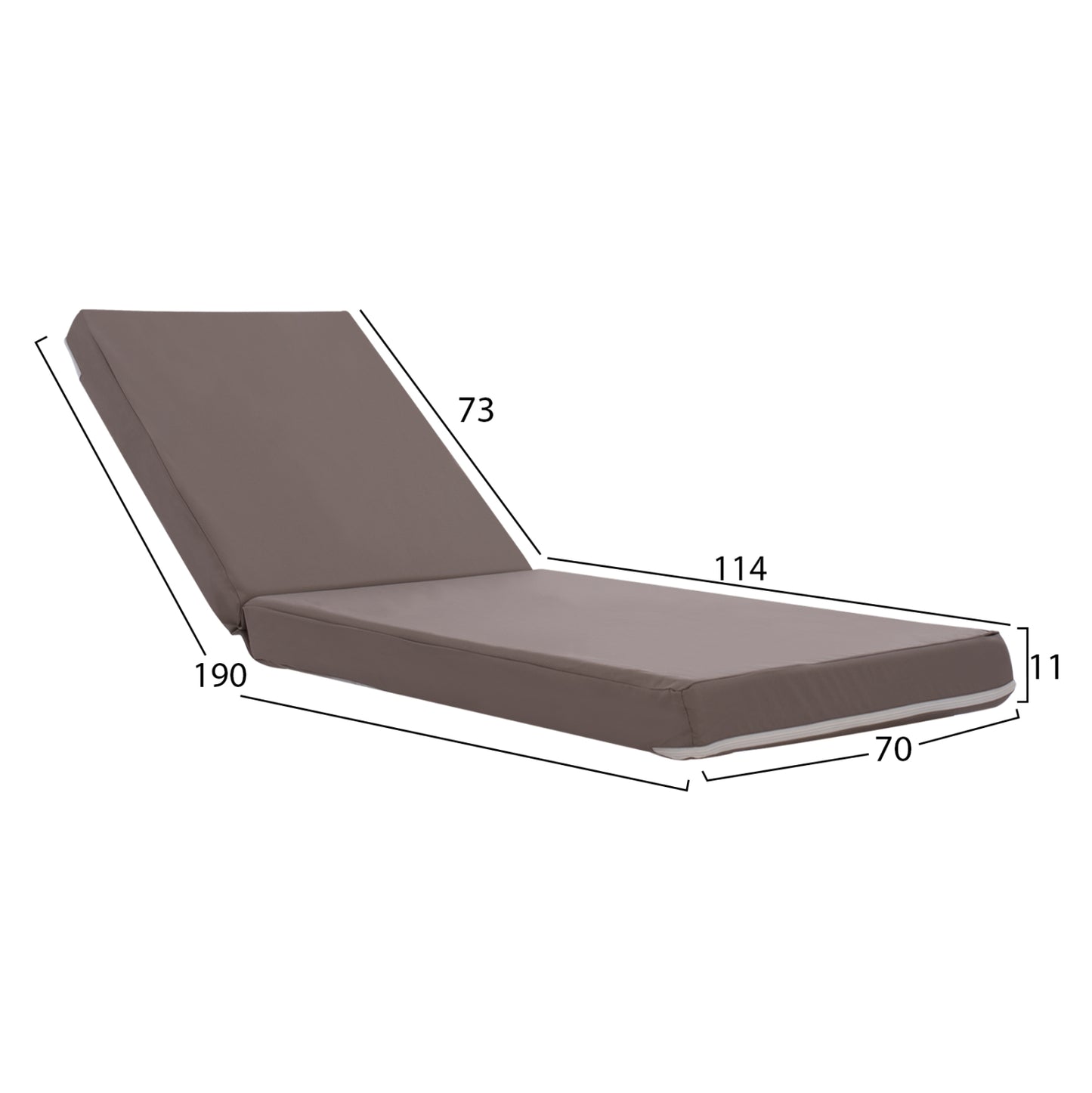 Sunbed Pillow Polyester Sifnos Grey HM11235.10P 198(119+1+78)x70x10cm