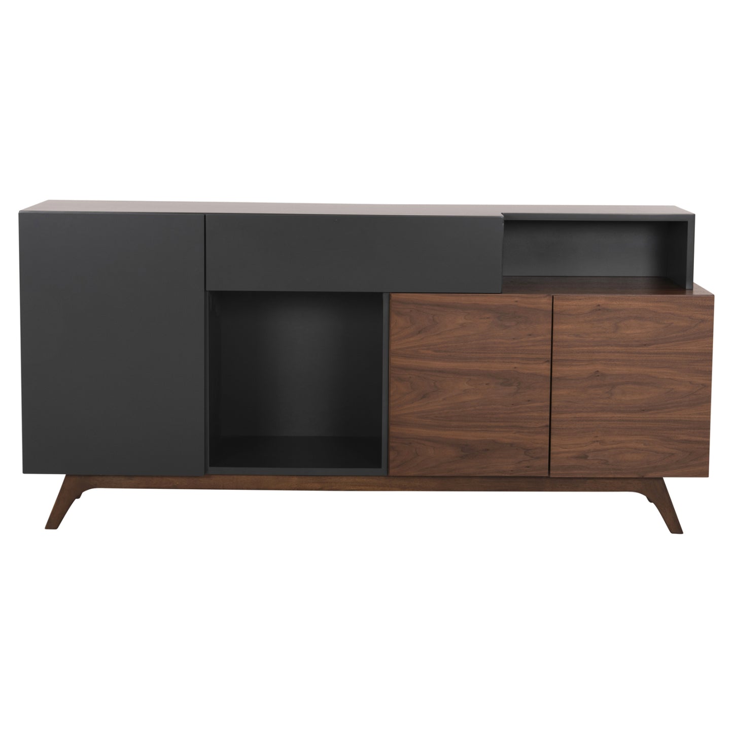 BUFFET PREDA HM9747 MDF WITH WALNUT & DARK GREY VENEER COLOR 167x28-40x80Hcm.