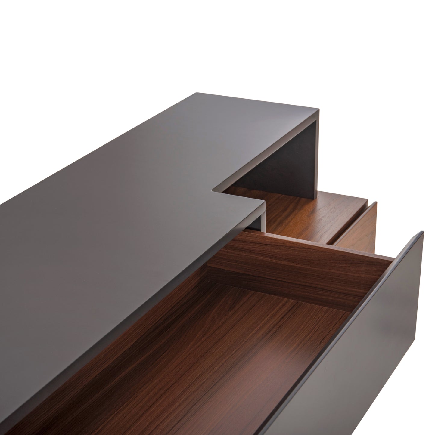 BUFFET PREDA HM9747 MDF WITH WALNUT & DARK GREY VENEER COLOR 167x28-40x80Hcm.